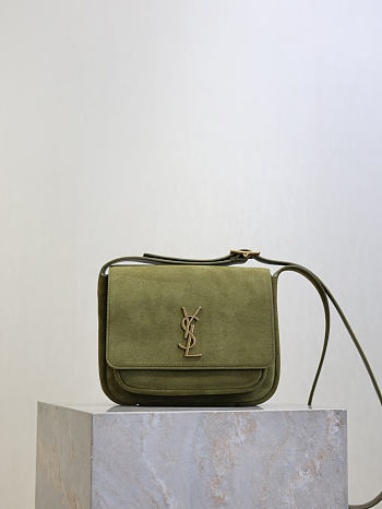Kitlife Saint Laurent Niki Baby Shoulder Bag Green Suede 633151 22×16.5×12cm