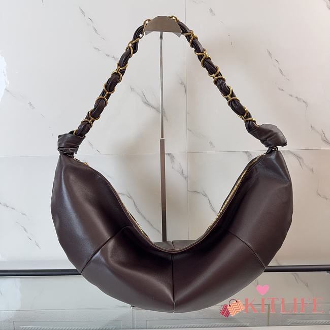 Kitlife Saint Laurent Amalia Hobo Bag In Dark Brown Lambskin 862210 23-62x28x4cm - 1