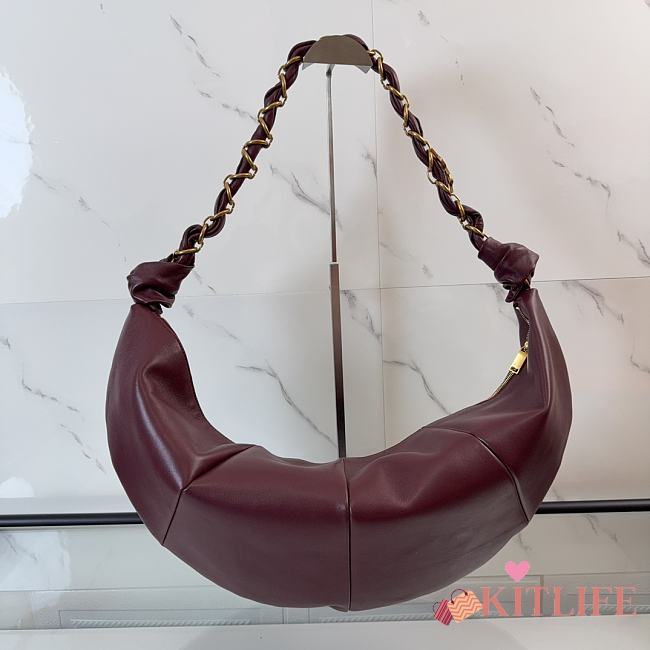 Kitlife Saint Laurent Amalia Hobo Bag In Burgundy Lambskin 862210 23-62x28x4cm  - 1