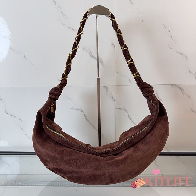 Kitlife Saint Laurent Amalia Hobo Bag In Dark Brown Suede 862210 23-62x28x4cm  - 1