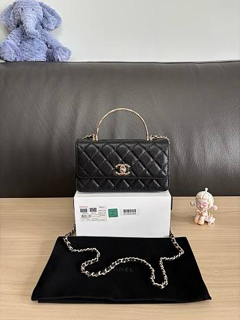 Kitlife Chanel Woc Handle Top Flap Bag Black Caviar Leather A96152 19cm