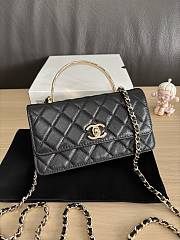 Kitlife Chanel Woc Handle Top Flap Bag Black Caviar Leather A96152 19cm - 5