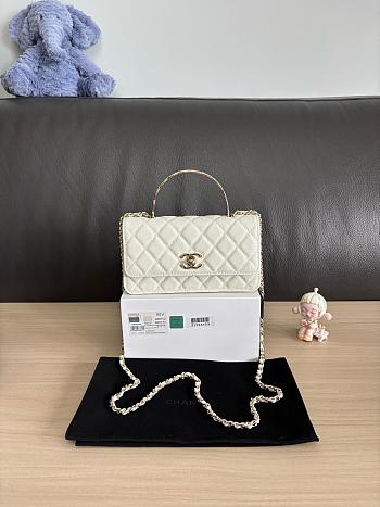 Kitlife Chanel Woc Handle Top Flap Bag White Caviar Leather A96152 19cm