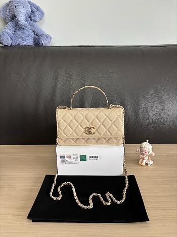 Kitlife Chanel Woc Handle Top Flap Bag Beige Caviar Leather A96152 19cm