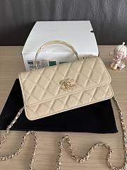 Kitlife Chanel Woc Handle Top Flap Bag Beige Caviar Leather A96152 19cm - 4