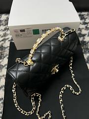 Kitlife Chanel Lambskin Quilted Crystal Top Handle Clutch With Chain Black 19cm - 6