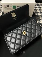 Kitlife Chanel Lambskin Quilted Crystal Top Handle Clutch With Chain Black 19cm - 5