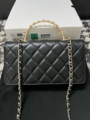 Kitlife Chanel Lambskin Quilted Crystal Top Handle Clutch With Chain Black 19cm - 4