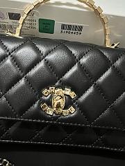 Kitlife Chanel Lambskin Quilted Crystal Top Handle Clutch With Chain Black 19cm - 3
