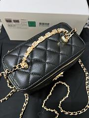 Kitlife Chanel Lambskin Quilted Crystal Top Handle Vanity Black 17cm - 4