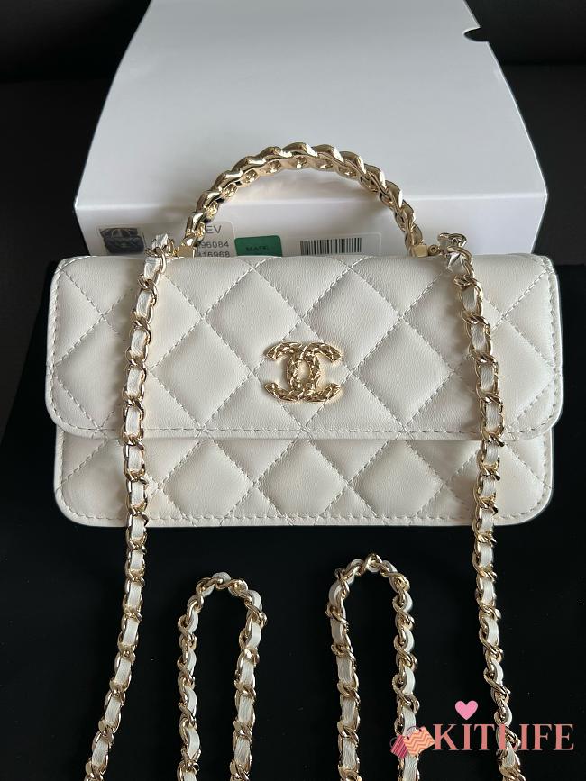 Kitlife Chanel Camellia Adjusting Chain Bag White 17cm  - 1