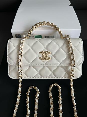 Kitlife Chanel Camellia Adjusting Chain Bag White 17cm 