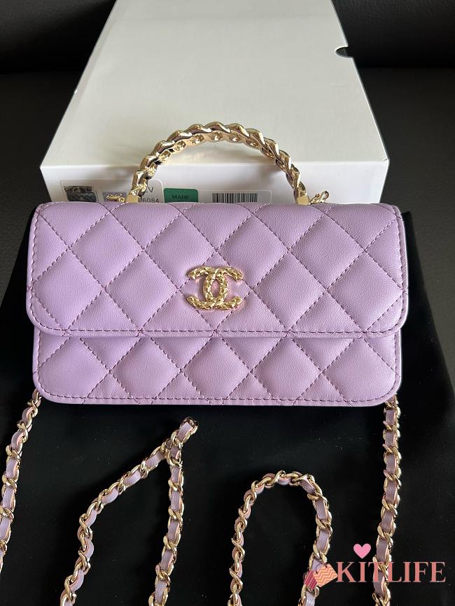 Kitlife Chanel Camellia Adjusting Chain Bag Purple 17cm - 1