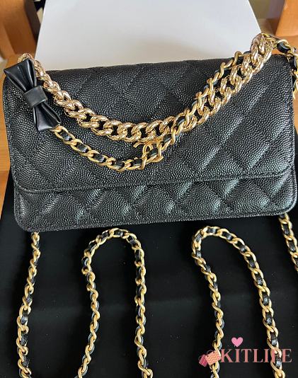 Kitlife Chanel 24S Chain Bow Bag Black 19cm - 1