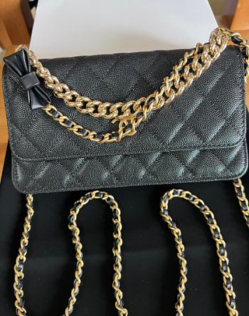 Kitlife Chanel 24S Chain Bow Bag Black 19cm