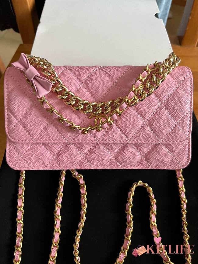 Kitlife Chanel 24S Chain Bow Bag Pink 19cm  - 1