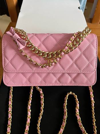 Kitlife Chanel 24S Chain Bow Bag Pink 19cm 