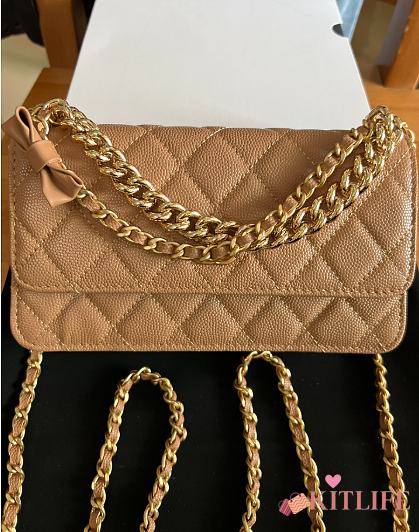 Kitlife Chanel 24S Chain Bow Bag Beige 19cm  - 1