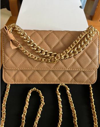 Kitlife Chanel 24S Chain Bow Bag Beige 19cm 