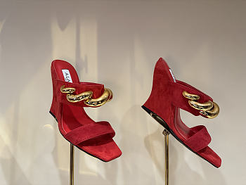 Kitlife Alaia Wave Jewel 100 Suede Wedge Mules Red