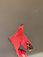 Kitlife Alaia Wave Jewel 100 Suede Wedge Mules Red - 6