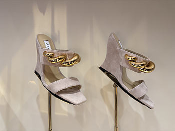 Kitlife Alaia Wave Jewel 100 Suede Wedge Mules Beige