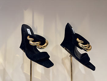 Kitlife Alaia Wave Jewel 100 Suede Wedge Mules Black