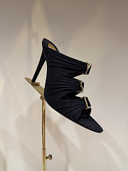 Kitlife Saint Laurent Emilie Black Satin Crepe Mules  - 2