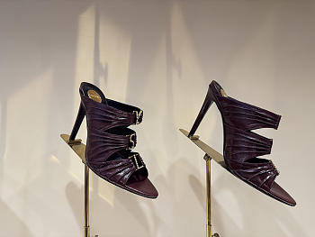 Kitlife Saint Laurent Emilie Burgundy Leather Crepe Mules 