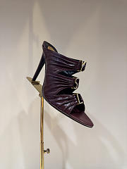 Kitlife Saint Laurent Emilie Burgundy Leather Crepe Mules  - 5