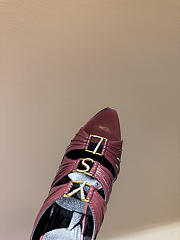 Kitlife Saint Laurent Emilie Burgundy Leather Crepe Mules  - 4