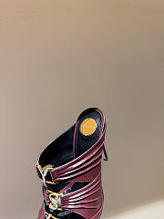 Kitlife Saint Laurent Emilie Burgundy Leather Crepe Mules  - 3