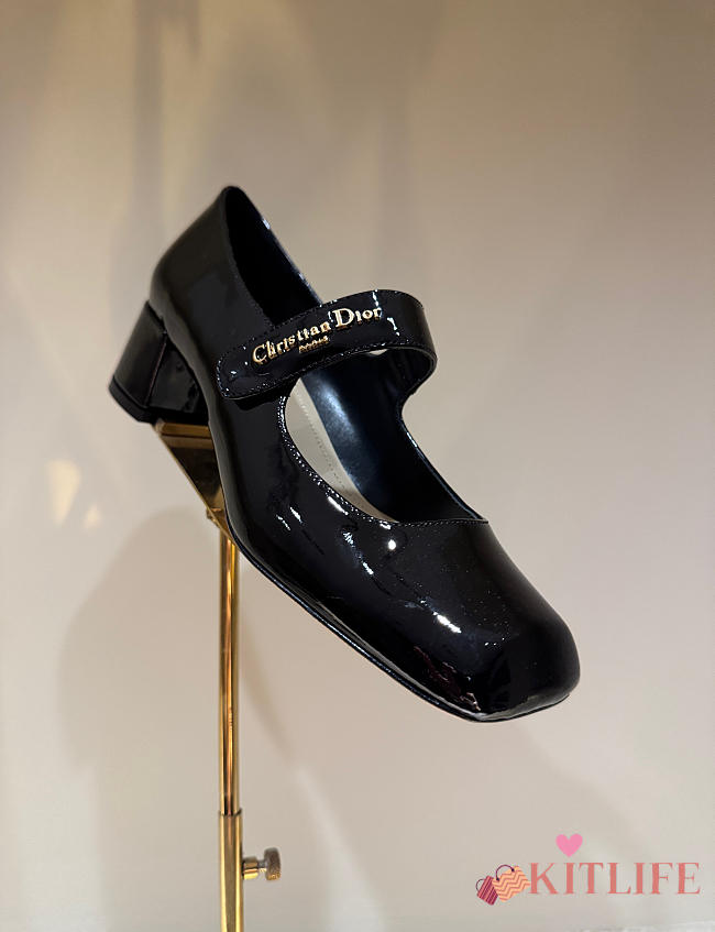 Kitlife Dior Chunky Heel Square Toe Mary Jane Shoes Black - 1