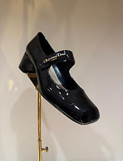 Kitlife Dior Chunky Heel Square Toe Mary Jane Shoes Black - 1