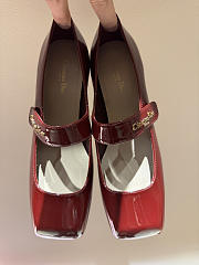 Kitlife Dior Chunky Heel Square Toe Mary Jane Shoes Red - 5