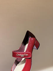 Kitlife Dior Chunky Heel Square Toe Mary Jane Shoes Red - 4