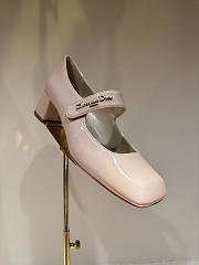 Kitlife Dior Chunky Heel Square Toe Mary Jane Shoes Beige - 1