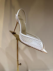 Kitlife Andrea Wazen 25FW Katy Net Sling Pumps White 95mm - 5