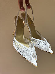 Kitlife Andrea Wazen 25FW Katy Net Sling Pumps White With Crystal 95mm  - 1