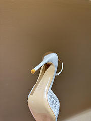 Kitlife Andrea Wazen 25FW Katy Net Sling Pumps White With Crystal 95mm  - 4