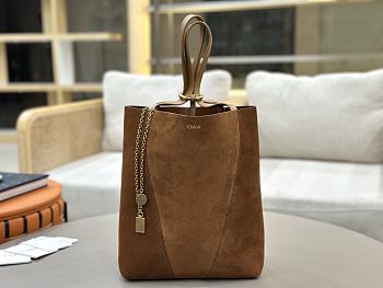 Kitlife Chloe Spin Tote Medium Bag Brown Suede 27x30x14cm 