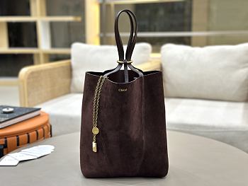Kitlife Chloe Spin Tote Medium Bag Dark Brown Suede 27x30x14cm 