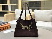Kitlife Chloe Charms Hobo Bag In Dark Brown Suede Leather 34x25x17cm - 1