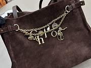 Kitlife Chloe Charms Hobo Bag In Dark Brown Suede Leather 34x25x17cm - 4