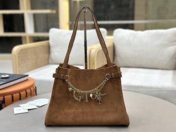 Kitlife Chloe Charms Hobo Bag In Brown Suede Leather 34x25x17cm