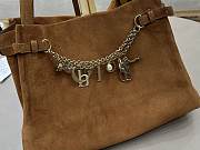 Kitlife Chloe Charms Hobo Bag In Brown Suede Leather 34x25x17cm - 3