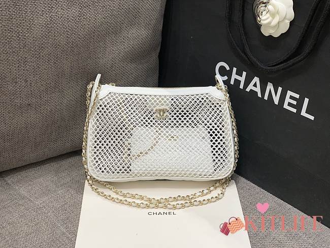 Kitlife Chanel 25ss Hollowed-out mesh Crescent Moon Bag White 15x21.5cm  - 1