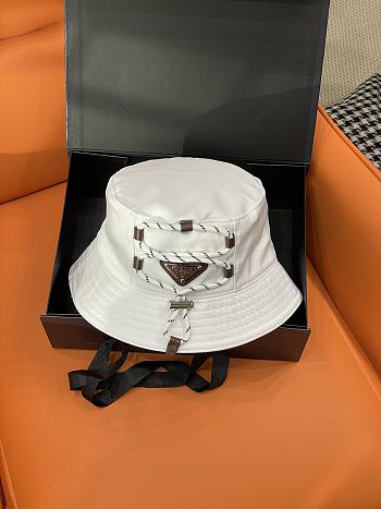 Kitlife Prada White Drawstring Bucket Hat 