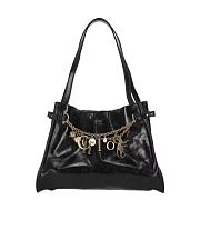 Kitlife Chloe Charms Hobo Bag In Black Leather 34x25x17cm  - 1