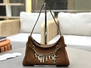 Kitlife Chloe Charms Small Hobo Bag In Brown Suede Leather 28.5x18x10cm 